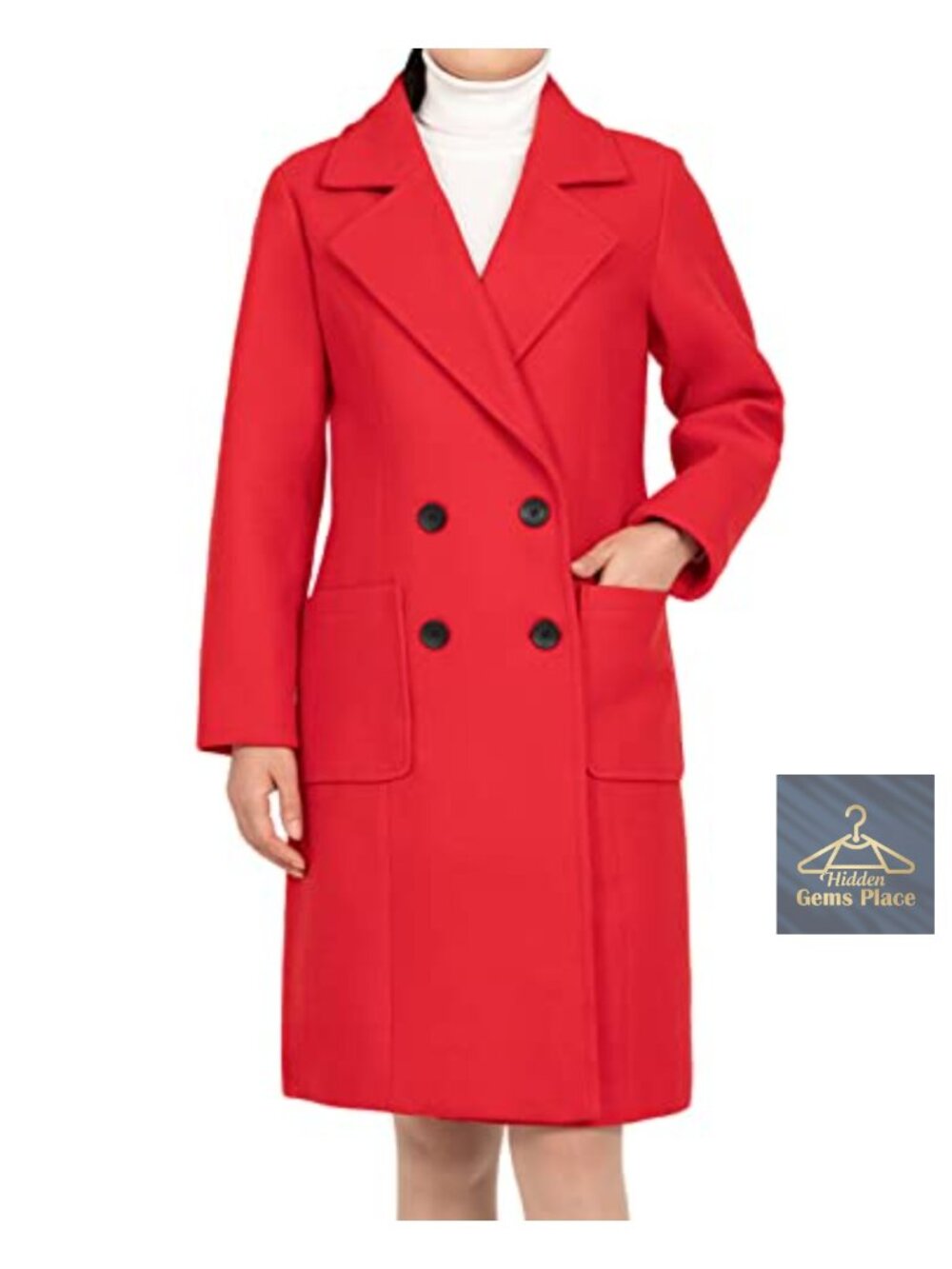 Wool Blend Double Breasted Peacoat Mid-Long Notch Lapel Winter Coat
